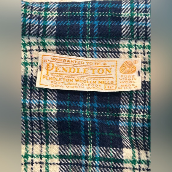 Vintage Pendleton Wool Plaid Coat Women’s S M 6 8 Blue Green USA Made Belted - Picture 11 of 13